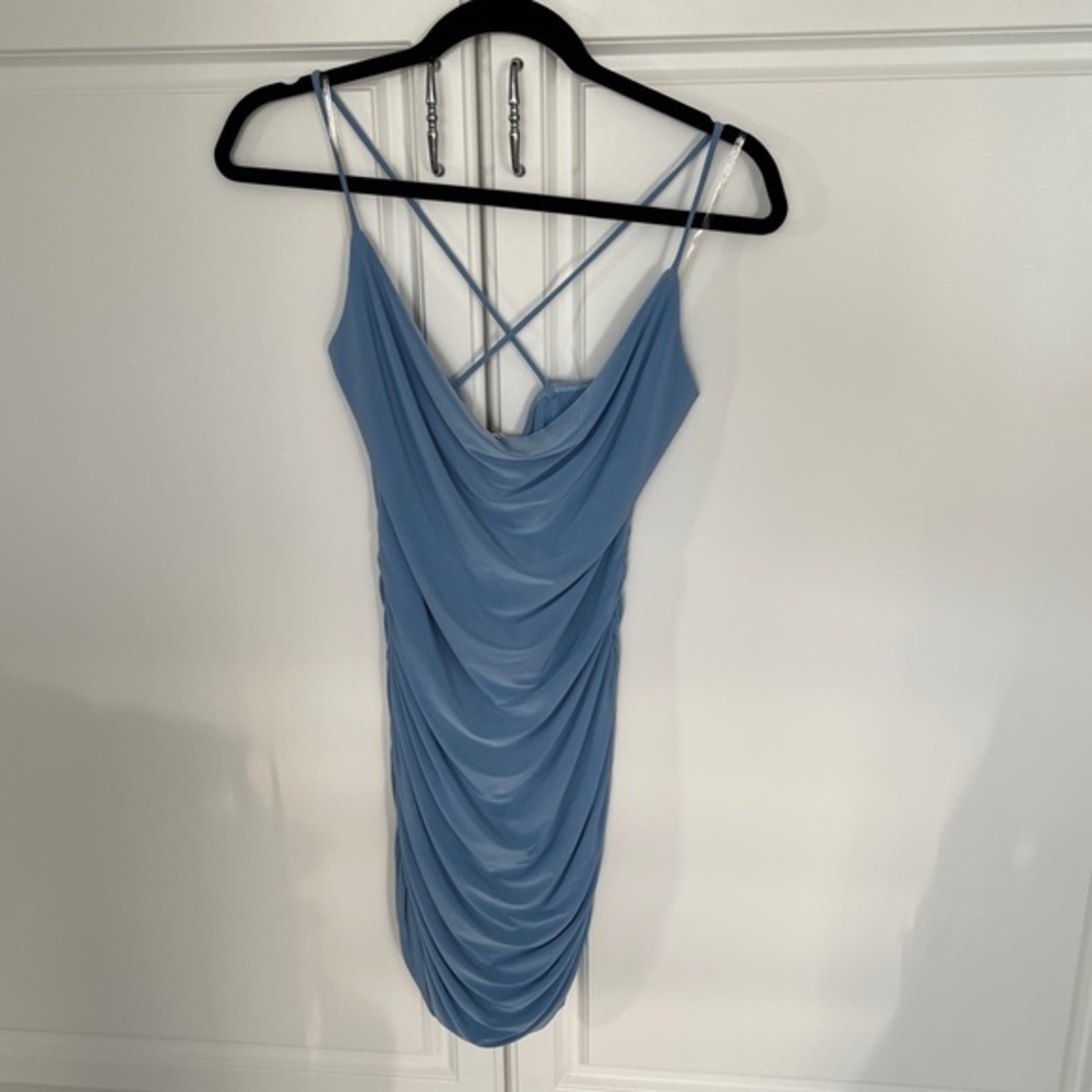 BRAND NEW BABY BLUE COWL‎ NECK BODYCON DRESS